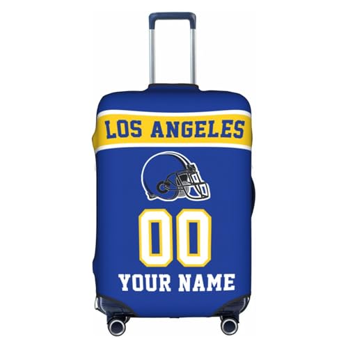 Image of Custom Los Angeles R Luggage Cover Personalized Football Style Suitcase Cover with Name Number Customized Washable Elastic Sports Travel Suitcase Protector for Business Vacation Gifts