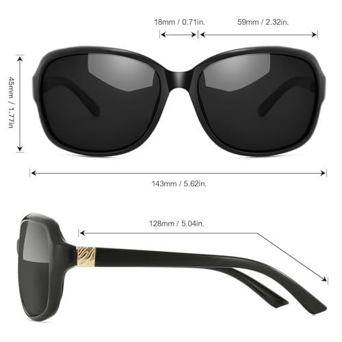 Image of SIPHEW Polarized Sunglasses for Women | Vintage Square Sunglasses w UV400 Protection | Womens Wraparound Shade