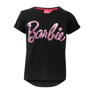 Popgear Barbie Text Logo T-Shirt Réversible À Sequins pour Fille Noir Tendance