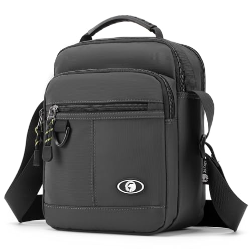 BAGZY Umhängetasche Herren Nylon Wasserdichte Für 9,7 Zoll Ipad Crossbody Bag Handytasche Männertasche Tägliches Mit Verstellbaren Schultergurt Für Büro/Hochschule/Reisen (Grau)