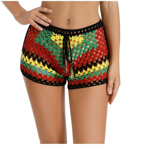 Pantalones cortos de ganchillo de punto premium con diseño calado exclusivo