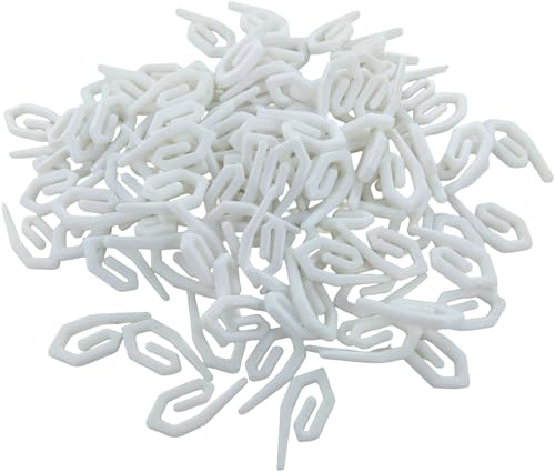 Image of Merriway BH04576 White Nylon Curtain Hooks (Pack of 100) – Heavy Duty Hooks for Pencil Pleat, Window, Door & Shower Curtains