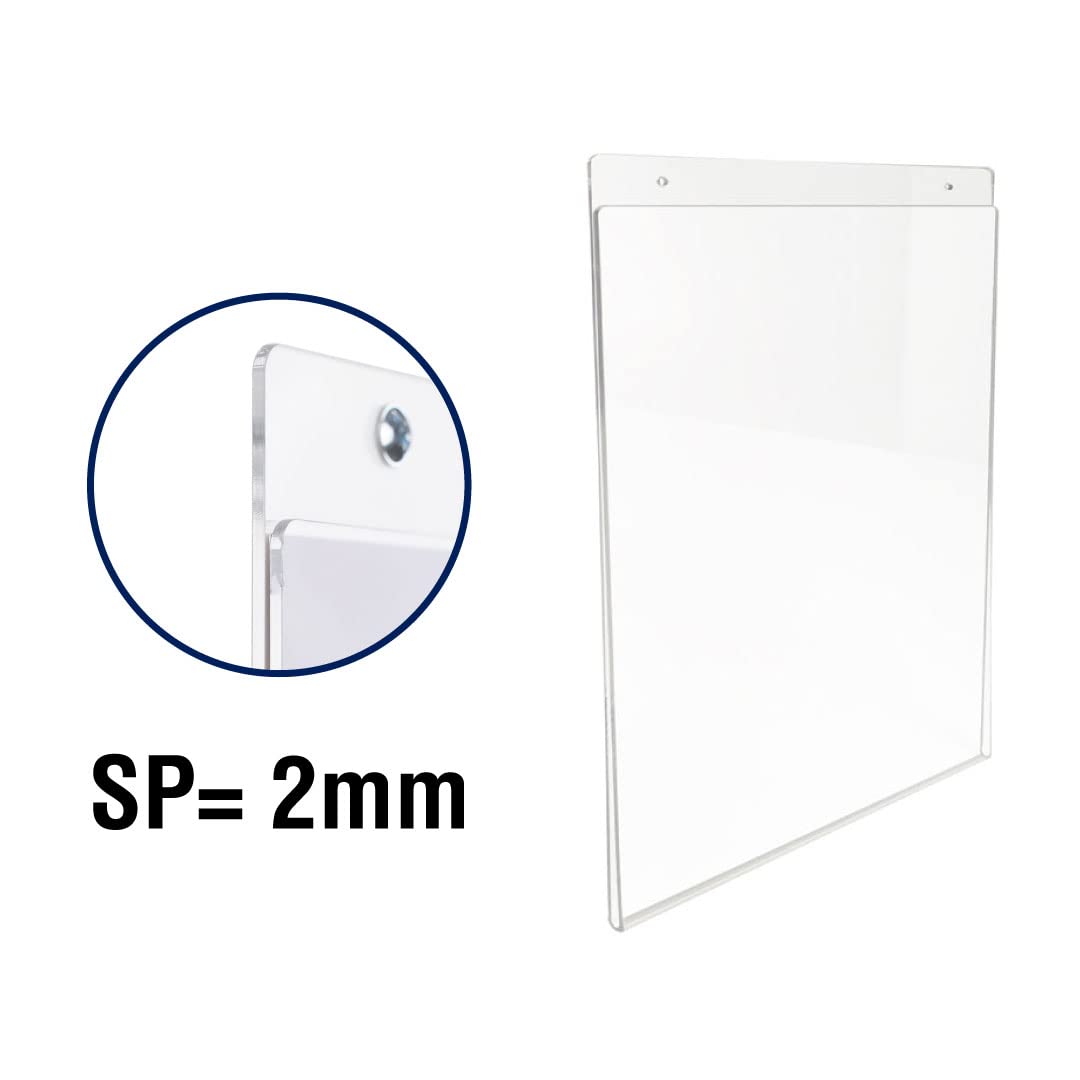 Danieli | Espositori Da Parete in Acrilico con Fori per Fissaggio a muro| Tasca porta avvisi da muro, fuori porta, portastampati da parete. (5pz A4 verticale)