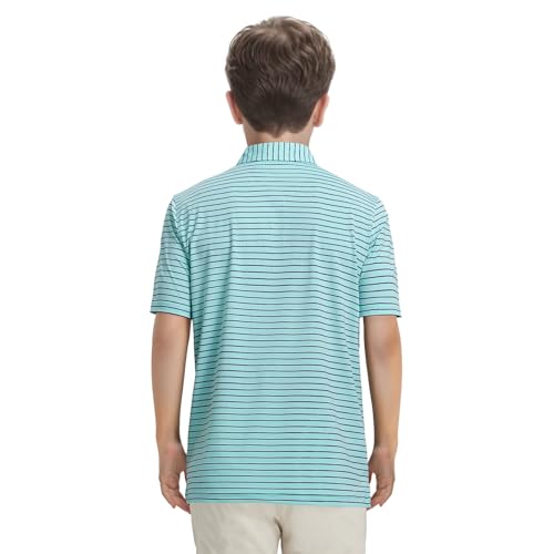 M MAELREG Boys' Polo Shirt Striped Short Sleeve Moisture Wicking Performance Stretch Active Casual Collared Kids Golf Shirt3