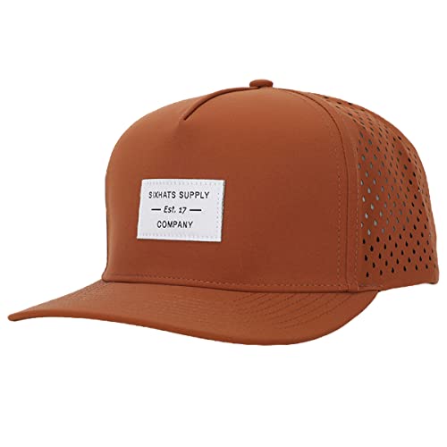 SixHats 5 Panel Signature Hat | Waterproof & Sweatproof | Hats for a Cause, Burnt Orange, Large-X-Large