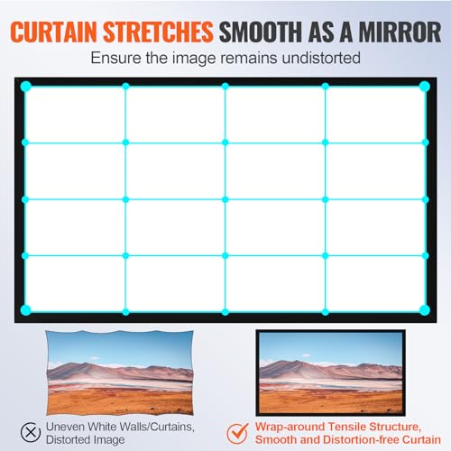 Image of VEVOR Projector Screen 130inch Outdoor Projector Screen 16:9 Movie Screen Fixed Frame 3D Projector Screen for 4K HDTV Movie Theater
