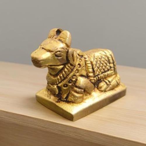 Estatua de Nandi de Latón de 1 pulgada para decoración y adoración miniatura 4