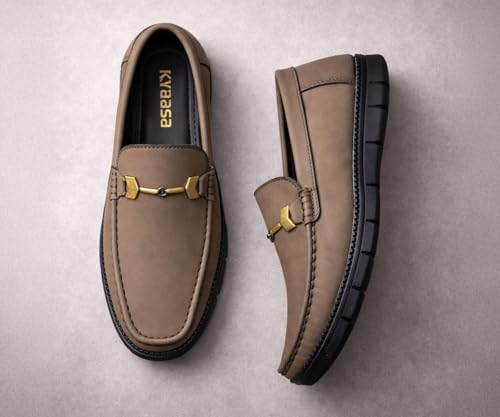 Image of Kraasa Men's Casual Loafers | Synthetic Leather Upper | Comfortable PU Sole | Slip-On Buckle Office, Party Shoes