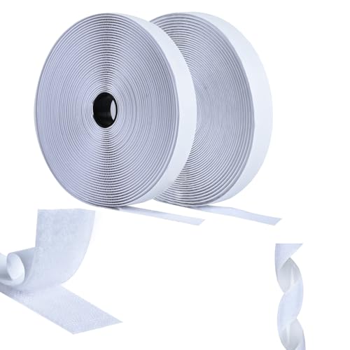 AIQInu Belcro Adhesivo Fuerte, 5m X20mm Reutilizable Nylon Doble Cinta Cara, Cinta Adhesiva Doble Cara, Nylon Hook y Loop Auto Adhesivo para Oficina, Doméstica,Bricolaje
