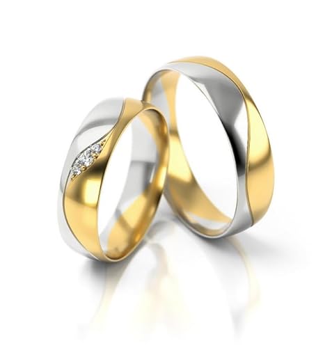 JC Gold Trauringe - Gelbgold Weißgold Eheringe Bicolor inklusive Steine und Gravur im Paarpreis PL276 (14 Karat (585) Bicolor) JC Gold Trauringe - Gelbgold Weißgold Eheringe Bicolor inklusive Steine und Gravur im Paarpreis PL276 (14 Karat (585) Bicolor)