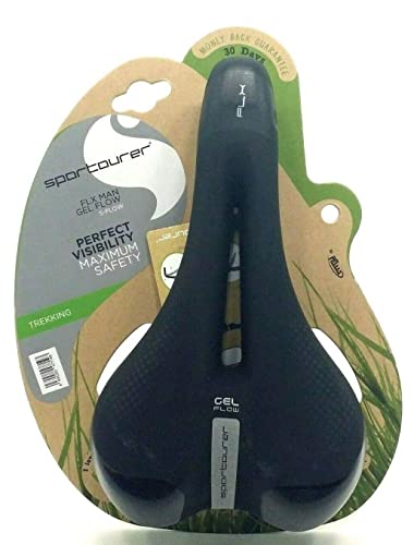 Sportourer SU477278 Men FLX Gel Fec Alloy Saddle, Soft Touch Hi-Viz, S-Flow, Black