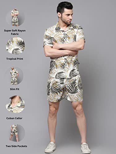 Image of Rigo Printed Co-Ord Set for Men's | Casual Shirt & Shorts Night Suit Set | Lounge-wear Nightdress Pajama Set for Men's | Night Wear, Beach Wear, Vacation Wear Outfit