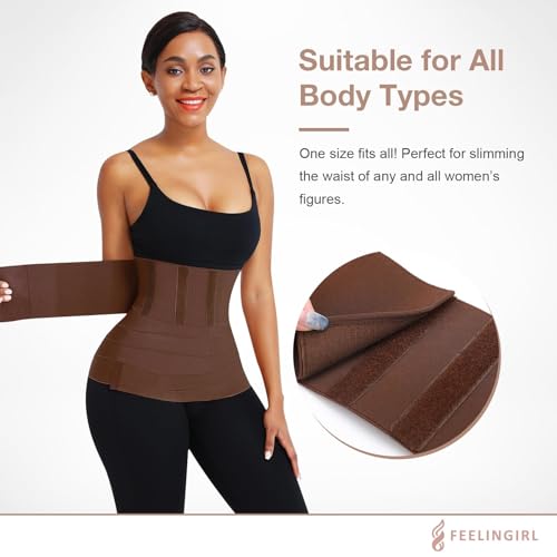 Image of FeelinGirl Waist Trainer for Women Trimmer Belt Waist Cincher Tummy Wrap Plus Size Snatch Bandage Body Shaper