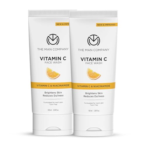 Image of The Man Company Vitamin C Gel Face Wash For Man | Brightening | Glowing Skin | Vitamin C & Niacinamide | Hydrates | Gentle Deep Cleanse | Controls Excess Oil | Suitable For Oily, Dry & Sensitive Skin 100ml - Pack of 2