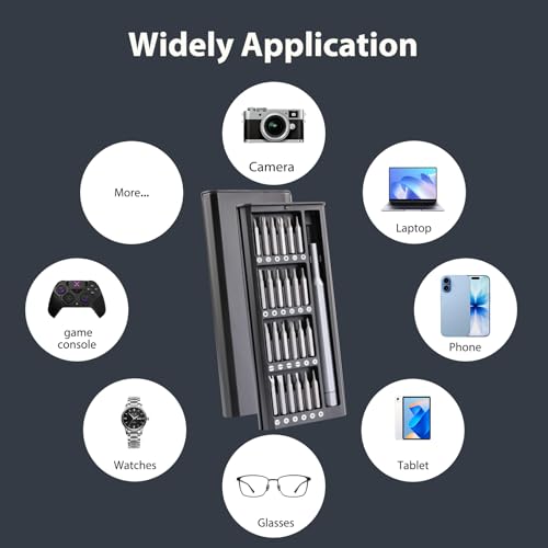 Ouolipraa 25-in-1 Small Screwdriver Set, Tiny Torx Screwdriver Fits All Ring Doorbell, Precision Magnetic Mini Repair Tool Kit for Watch, Electronics, Laptop, Eyeglass, Camera, Men Gift Screw Driver — view 4