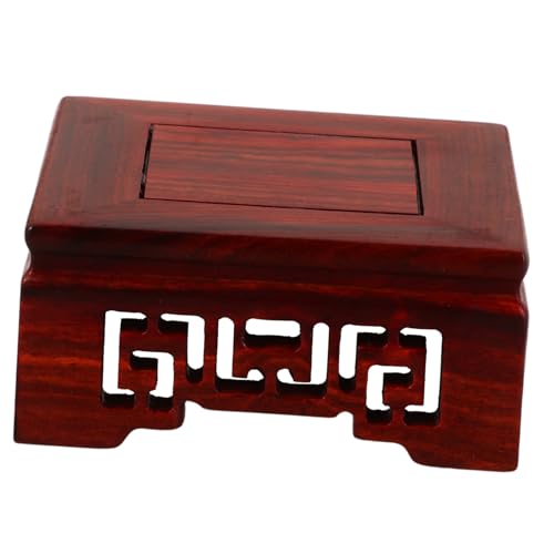 Levemolo Wooden Display Base for Teapots and Planters Solid Wood Riser with Intricate Carvings Retro Craft Stand for Cultural Decor Unique Desktop Wood Base for Home Decorations