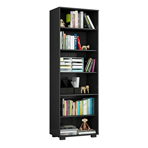 Estante para Livros 5 Prateleiras Roma Euro Office Siena Móveis Preto Texturizado