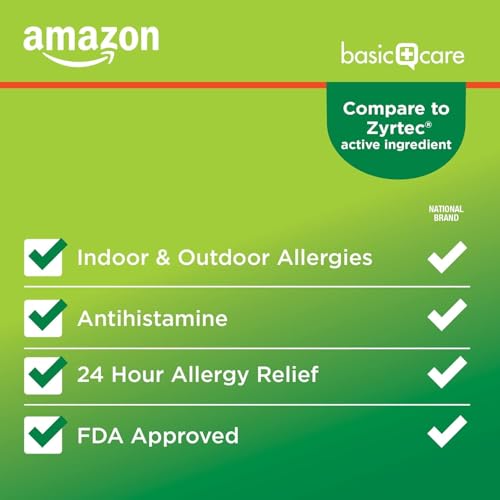 Image of Amazon Basic Care All Day Allergy, Cetirizine Hydrochloride Tablets, 10 mg, Antihistamine, 90 Count (Pack of 2)