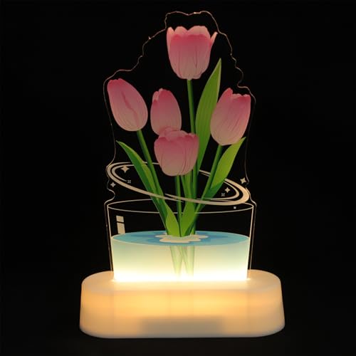 Lámpara de Mesa Tulip 3D de Acrílico Rosa miniatura 1