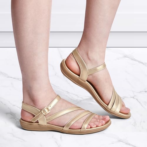 Image of Flat Sandals for Women Dressy - Comfortable Summer Strappy Sandal