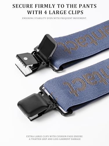 Image of Men's Industrial Strength Suspenders 2-Inch Wide X-Back Heavy Duty Braces Strong Metal Clips, Elastic Adjustable