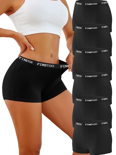 FINETOO Womens Cotton Boy Shorts Underwear Full Coverage Soft Boxer Briefs High Waisted Panties for...