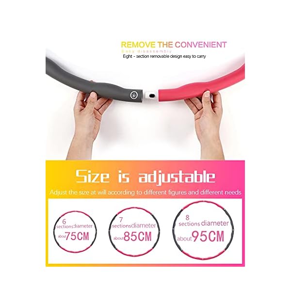 Weighted-Hula-Hoop-for-Adults-Fitness-Hoop-for-Exercise-2lb-8-Section-Detachable-Stainless-Steel-with-Soft-Thicker-Foam-Reduce-Weight-and-Burn-Fat-Soft-Workout-Hoop-Pink-Gray Weighted Hula Hoop for Adults, Fitness Hoop for Exercise-2lb, 8 Section -Detachable with Soft Thicker Foam - Reduce…