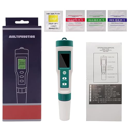 Foto von PH Messgerät, PH Meter, 7 in 1 TDS/EC/Salzgehalt/ORP/S.G/Temperatur/PH Tester, mit Hintergrundbeleuchtung, hohe Präzision, geeignet für Trinkwasser Schwimmbäder Aquarien Laboratorien