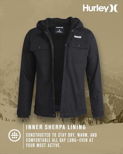 Hurley Men's Charger Jacket - Sherpa Lined Outdoor Jacket with Snap Closure Pockets - Button Down Men's Hooded Jacket (S-XL)3