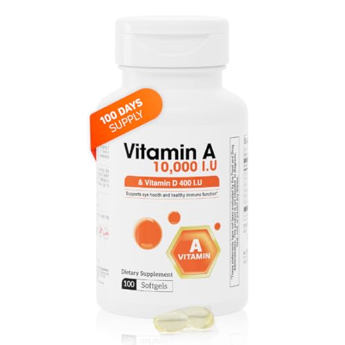 Nutra Nutrition Vitamin A 10,000 IU & Vitamin D3 400 IU &ndash; High Potency Softgel Supplement...