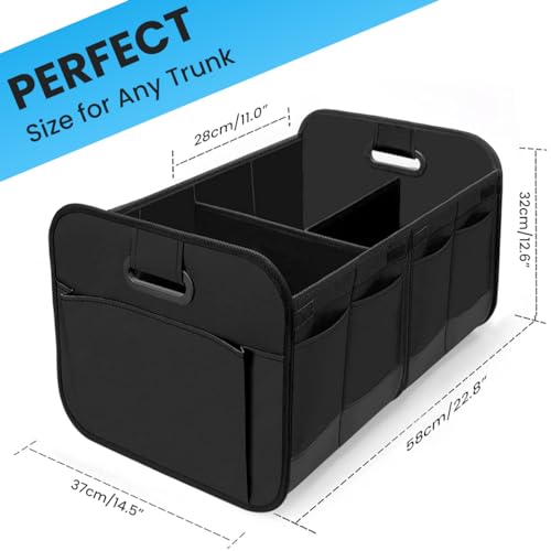 Image of STHIRA Car Boot Organizer, Foldable Trunk Organizer With Multi-Compartments Handles & Waterproof 600D Oxford Polyester Organiser Versatile Storage Box, Office, Outdoor Use, Automobiles, Black