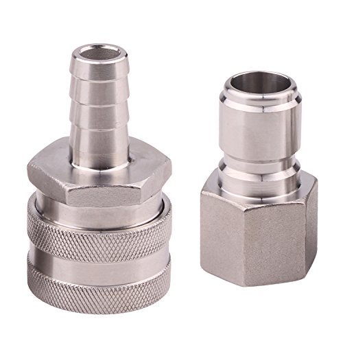 DERNORD Stainless Steel Quick Disconnect Set - Beer Brewing Connector Kit