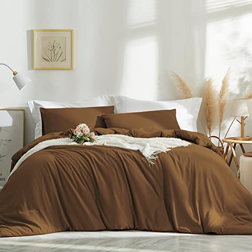 AShanlan Bettwäsche Set 140x200 cm Braun Uni Bettbezug mit Kissenbezug...