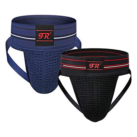 YOOBNG Men's Athletic Supporter Jockstrap Elastic Waistband Breathable Bulge Underwear (2pcs-Black+Navy, XL) Cover