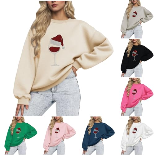Generisch Weihnachtspullover Damen Elegant Sweatshirt Weihnachtspulli Lustig Pullover Ugly Weihnachtskleidung Hässliche Weihnachtsoutfit Herbst...