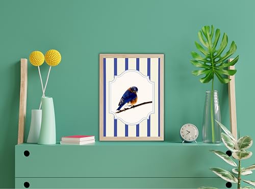 Image of Modern Scenery Bird Wall Art Frame | Pinterest Inspired Aesthetic Wall Decor | Bird Photo Frame | Ready to Hang Minimal Nature Frame for Living Room Bedroom & Office | (Design 4)