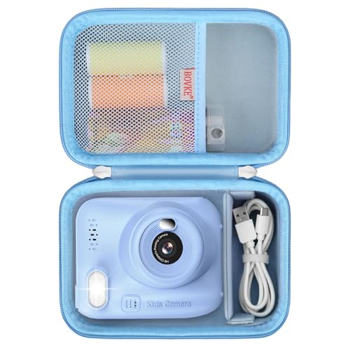 Image of BOVKE Kids Instant Print Camera Case Compatible with Dylanto /ESOXOFFORE /DUDUDRAGON /Cimizi /Gofunly /YEEHAO /SOOGOOEY, Portable Storage Bag Holder Organizer for Photo Paper & Accessories, Blue