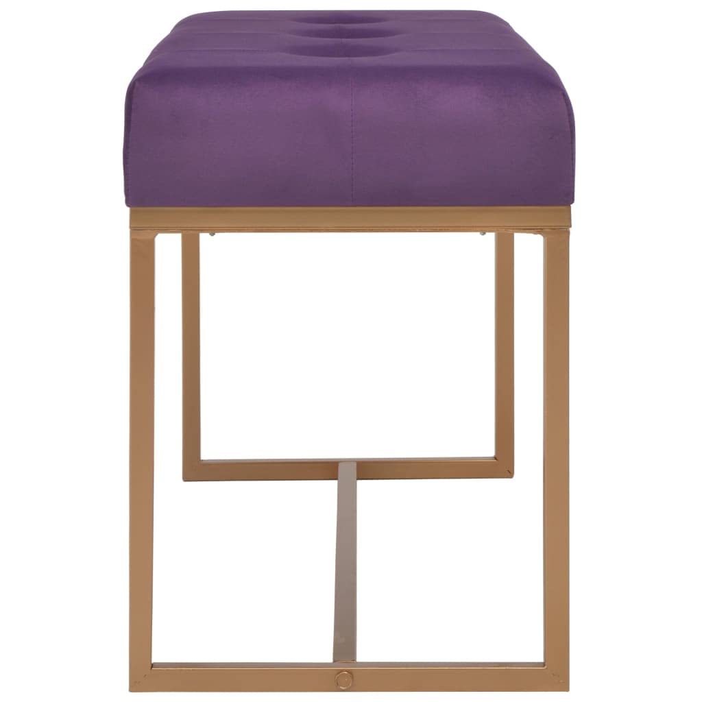 Panca Ingresso VidaXL - Velluto Viola E Gambe Oro - 80x36x45cm - Per Interni Casa