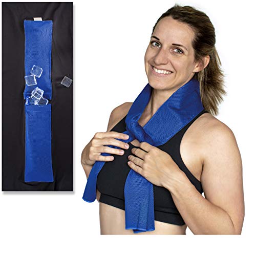 Bare Neckd Ice Cooling Towels with Insulated Ice Pockets - Instant Relief Large