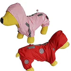 CALANDIS Waterproof Reflective Dog Raincoat Pet Rain Poncho Dog Pet Rainwear Red S