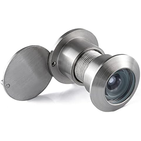 Earl Diamond Solid Brass Door Viewer Peephole, 220-degree Door Viewer with Heavy Duty Rotating Privacy Cover for 1-21/32" to 2-1/8" Doors for Home Office Hotel, Satin Nickel Finish Cover