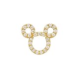 GemApex Mickey Mouse Pendant Solid 14k Yellow Gold Charm CZ Disney Character Fashion Polished Fancy 12 x 10 mm