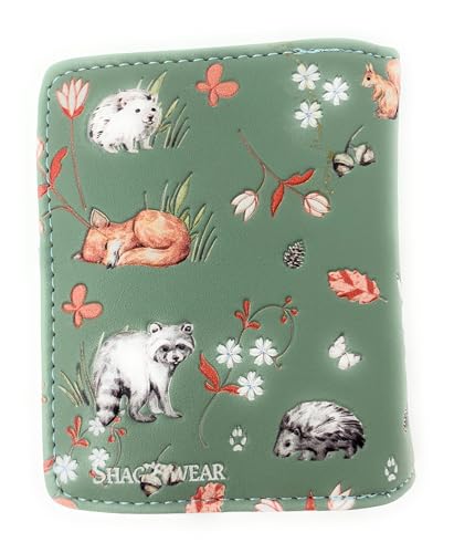 Shag Wear Woodland Forest Friends Charming Small Animal Wallet for Women and Teen Girls Vegan Faux Leather Mint Green 4.5"2