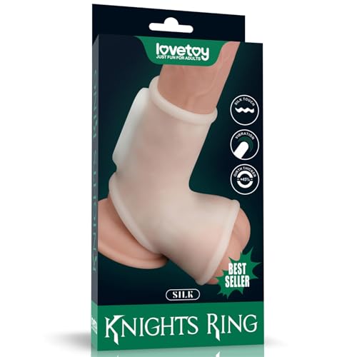Lovetoy Silk Knights Manchon de pénis vibrant à anneau Blanc Ø3,8/4,8x10x12 cm