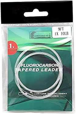 LUNYANG 100% Fluorocarbon Tapered Leader Fishing Line 10LB 9FT 2 Pack/Bag-Not Coated/Abrasion Resistance/High Visibility/No Water Absorption/Difficult for Fish to detect