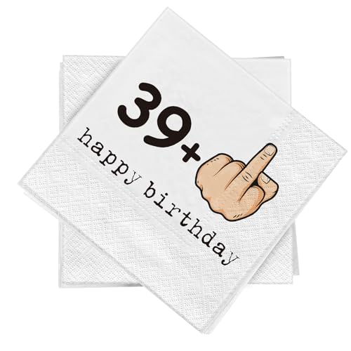 WenmthG   Divertidas 20 servilletas para 40 cumpleaños 33 x 33 cm   40. Servilletas decorativas   39 + 1 20 servilletas suaves de 3 capas   Decoración de mesa Happy Birthday   40 servilletas de fiesta