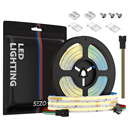 Image of SEZO FCOB IC Addressable LED Strip COB+WS2811 IC 3000K Warm White Chasing High Density 16.4FT /5M DC24V CRI 90+ 360LEDs /M IP30 LED Tape for Indoor DIY Decoration (Not Included SPI Controller)