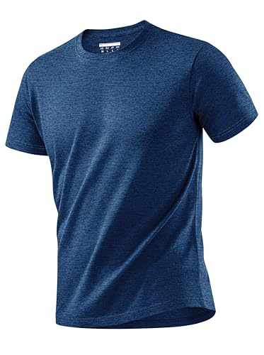 MAGCOMSEN Running Workout for Mens T Shirts Short Sleeve T-Shirt Quick Dry Moisture Wicking Gym Athletic Shirts Dark Blue, 3XL
