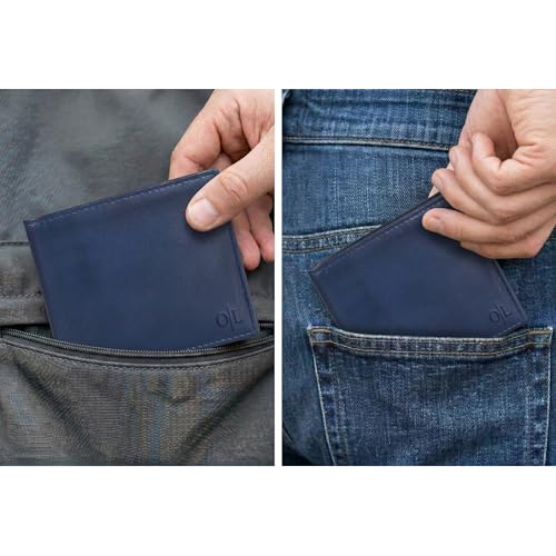 Image of Oak Leathers Leather Wallet for Men - RFID Bifold Wallets with 9 Credit Cards 1 ID Window Slim Minimalist Front Pocket Gift For Men