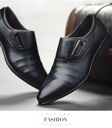 Monk Strap Shoes Men Classic Retro Formal Business Loafer Dress Shoes Lightweight Leather Slip On Elegant High Heel Pointed Plain Toe Buckled Pull-on Comfort Wear Office Oxford Casual Wedding Footwear3